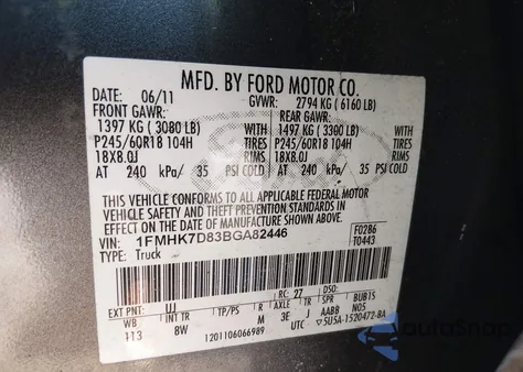 2011 Ford Explorer Xlt from USA, damaged, VIN 1FMHK7D83BGA82446